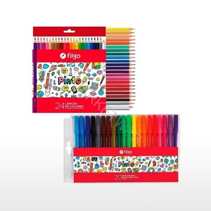 24 lápices color + 20 marcadores Filgo