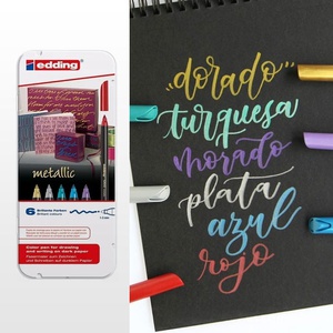 Marcadores para papel Edding 1200 - Set 6 colores metalizados